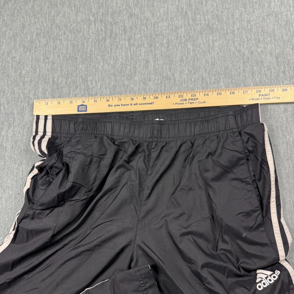 Adidas Pants Mens Large Black Track Pants Elastic Waist Mesh Lined 3 Stripe Run - Picture 4 of 9